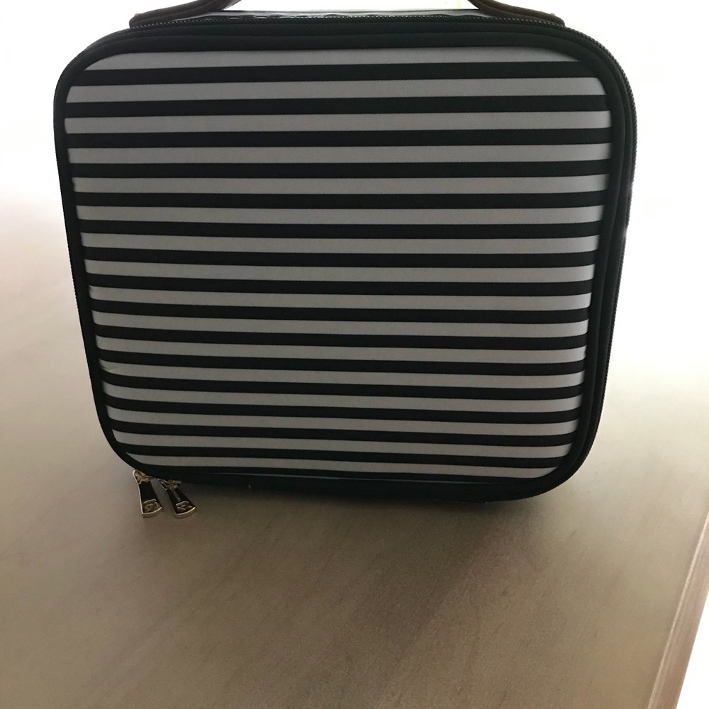 Striped Black and White Women's Makeup Bag